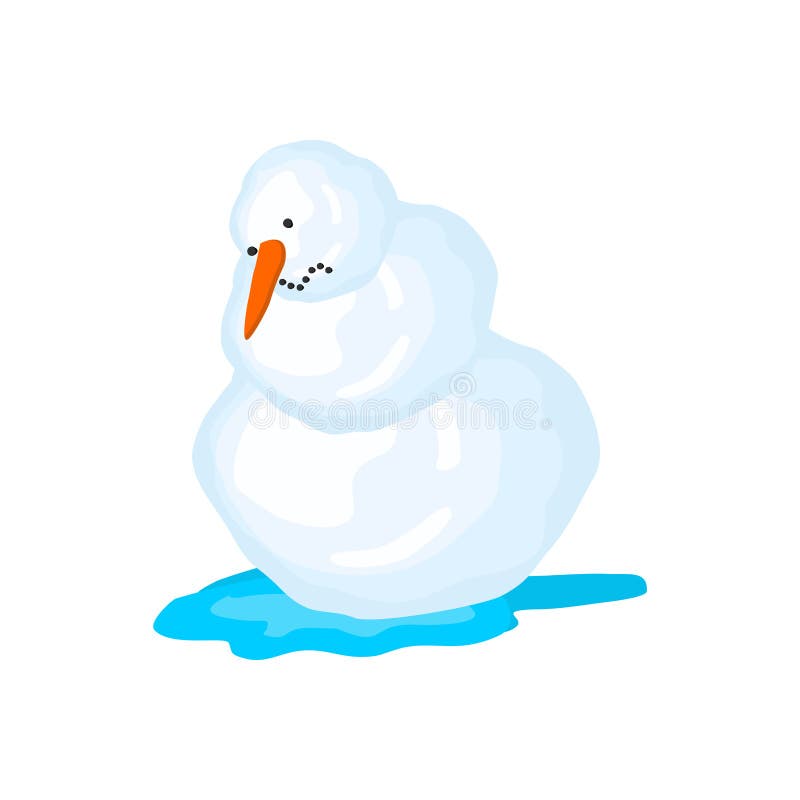 Derretimientos del muñeco de nieve El resorte viene Nieve y agua ilustración del vector Derretimientos del muñeco de nieve El resorte viene Nieve y agua ilustración del vector