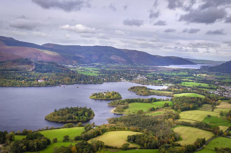Derwentwater from Walla Crag near to Keswick stock images Derwentwater from Walla Crag near to Keswick stock images