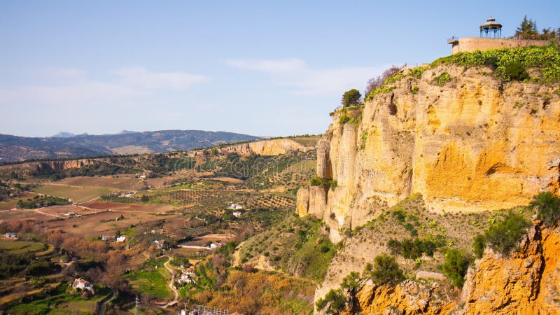 Des Ansichtpanoramas 4k sonniger Tages-Rondas berühmte Zeitspanne Spanien