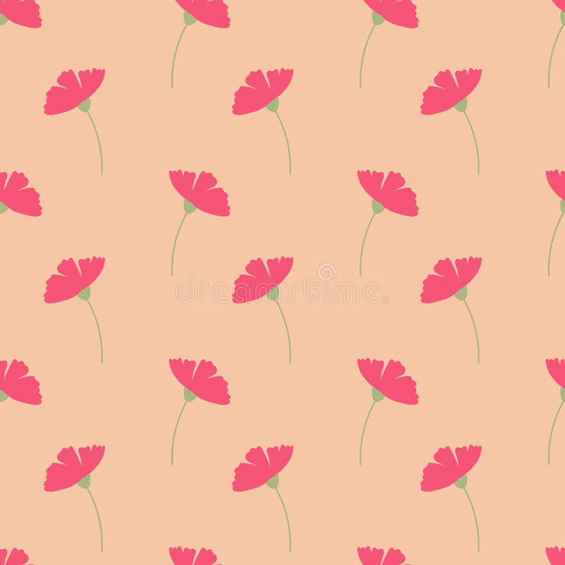 Des fleurs roses vibrantes sur fond de pêche douce créent un motif décoratif gai et animé pour diverses utilisations. illustration de vecteur