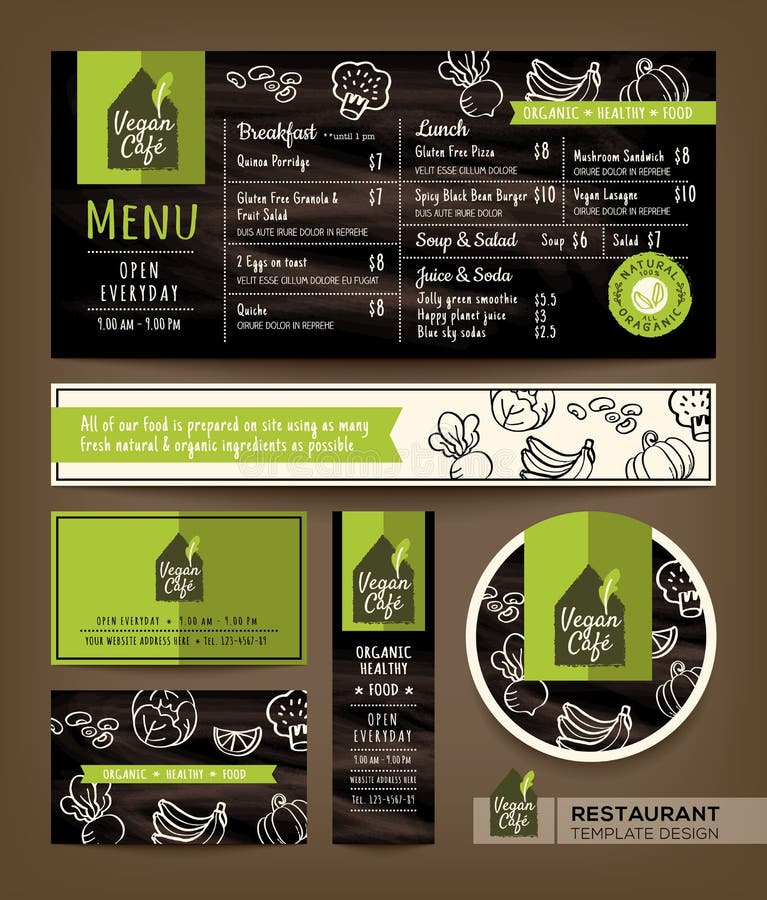 Vegetarian and vegan healthy restaurant cafe set menu graphic design template layout. Vegetarian and vegan healthy restaurant cafe set menu graphic design template layout