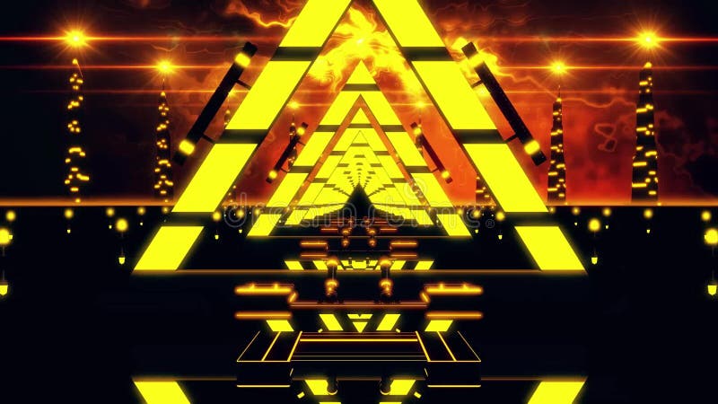 des Gold3d Schleifen-Hintergrund Gelb-Zusammenfassungs-Dreieck-Tunnel-VJ