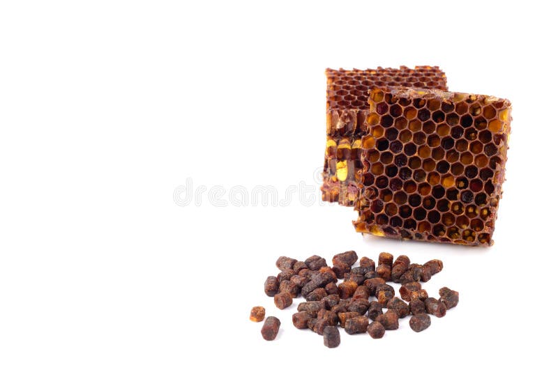 Des granules de pain d'abeille et un morceau de cellules de miel sont isolés sur un fond blanc Remède naturel pour l'amélioration photographie stock Des granules de pain d'abeille et un morceau de cellules de miel sont isolés sur un fond blanc Remède naturel pour l'amélioration photographie stock