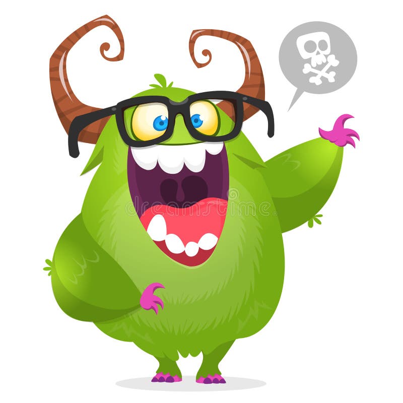 Des grünen tragende Gläser Monster-Sonderlings der Karikatur Vektor-Halloween-Illustration lokalisiert vektor abbildung Des grünen tragende Gläser Monster-Sonderlings der Karikatur Vektor-Halloween-Illustration lokalisiert vektor abbildung