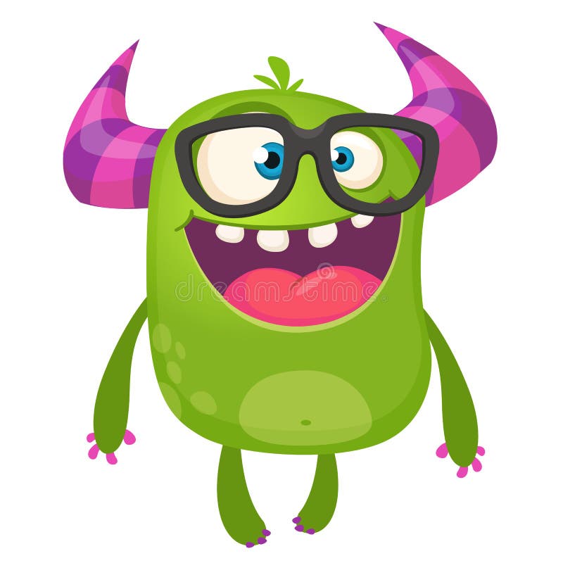 Des grünen tragende Gläser Monster-Sonderlings der Karikatur Vektorabbildung getrennt lizenzfreie abbildung Des grünen tragende Gläser Monster-Sonderlings der Karikatur Vektorabbildung getrennt lizenzfreie abbildung