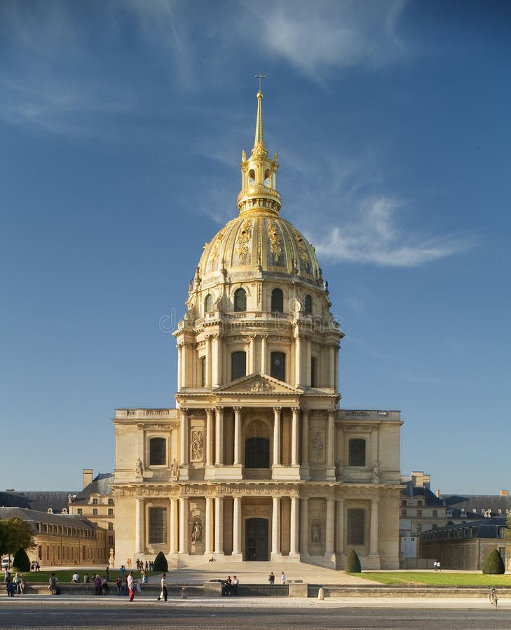 Paris, frontage from church Saint-Louis des Invalides, day view from avenue de Tourville. Paris, frontage from church Saint-Louis des Invalides, day view from avenue de Tourville