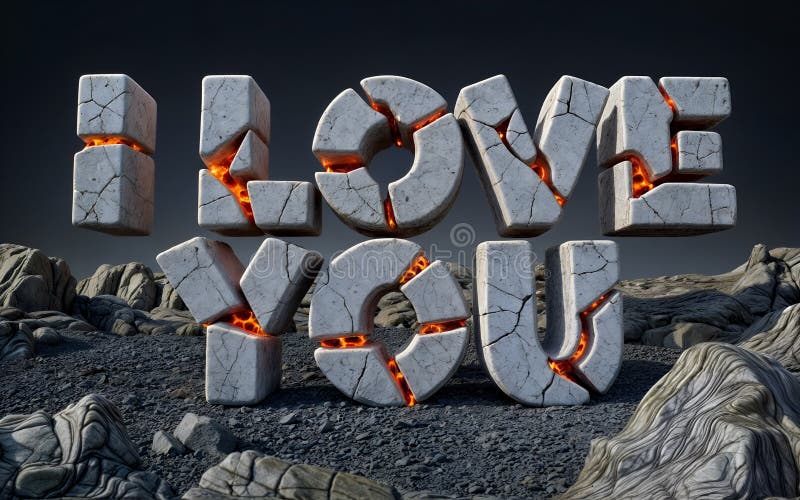 Des lettres de pierre fissurées de lave dans un paysage rocheux illustration de vecteur