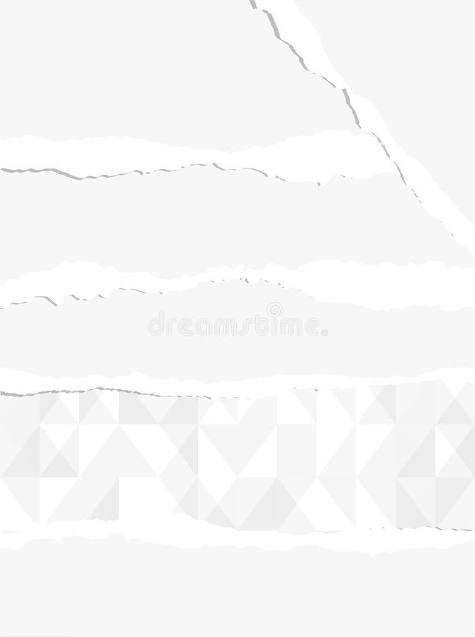 Des morceaux déchirés de livre blanc sont coincés sur le modèle créé des formes de triangle illustration de vecteur Des morceaux déchirés de livre blanc sont coincés sur le modèle créé des formes de triangle illustration de vecteur
