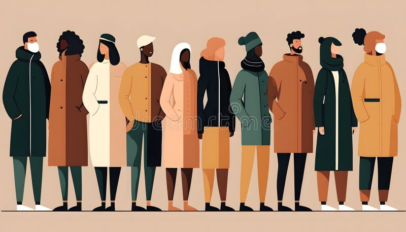 People of different ethnic groups stand next to each other. AI generated Illustration. People of different ethnic groups stand next to each other. AI generated Illustration.