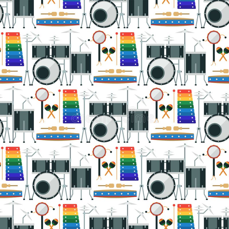 Des Rhythmus-Musikinstrumentes der musikalischen Trommel hölzerner Musterhintergrundstoßmusiker-Leistungsvektor nahtloser stock abbildung Des Rhythmus-Musikinstrumentes der musikalischen Trommel hölzerner Musterhintergrundstoßmusiker-Leistungsvektor nahtloser stock abbildung