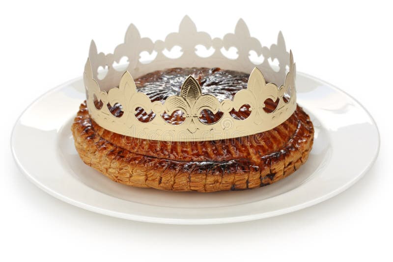 Galette des rois , king cake , on white background. Galette des rois , king cake , on white background