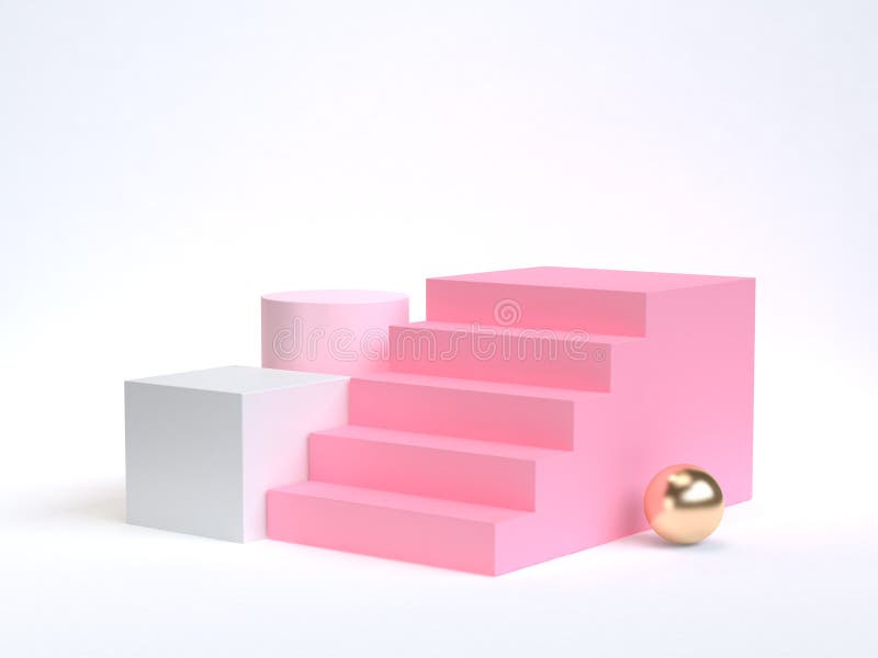 des Rosatreppenhaustreppenhauses der Wiedergabe 3d Hintergrund-Goldbereich weißer lizenzfreie abbildung des Rosatreppenhaustreppenhauses der Wiedergabe 3d Hintergrund-Goldbereich weißer lizenzfreie abbildung