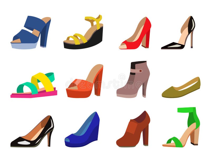 Des Schuhvektors der Frauen Mode-Designsammlung färbte flache Leder Mokassinschuh-Sandaleillustration vektor abbildung Des Schuhvektors der Frauen Mode-Designsammlung färbte flache Leder Mokassinschuh-Sandaleillustration vektor abbildung