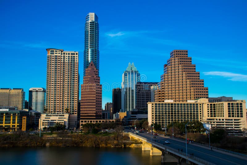 Austin texas skyline cityscape blue sky with amazing frost bank tower and austin in austonian. Austin texas skyline cityscape blue sky with amazing frost bank tower and austin in austonian