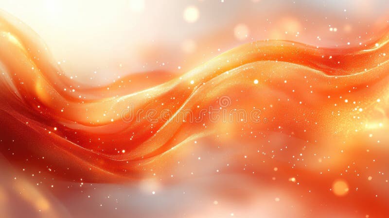 Des vagues de dégradé orange doux créent une atmosphère rêvée, rehaussée par des effets lumineux étincelants. ce fond abstrait évo illustration de vecteur