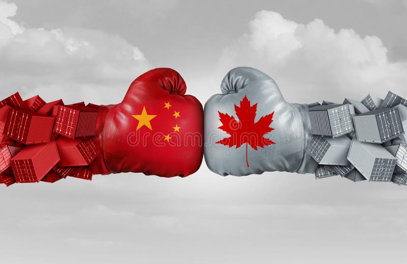 Desafio do comércio de China Canadá ilustração do vetor Desafio do comércio de China Canadá ilustração do vetor