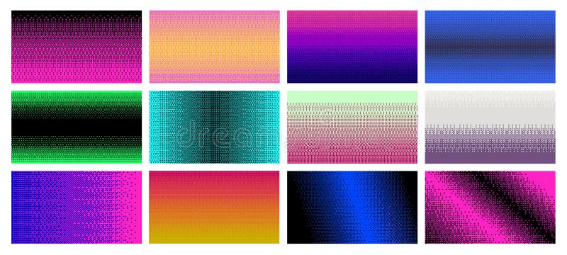 Desanclar fondo de patrones de arte de píxeles. gradientes de mapa de bits retro transición de color pixelado y fondo digital conj ilustración del vector