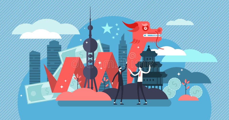 Desarrollo económico de China y concepto de la cultura, ejemplo minúsculo plano del vector de las personas libre illustration Desarrollo económico de China y concepto de la cultura, ejemplo minúsculo plano del vector de las personas libre illustration