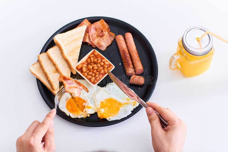 Desayuno inglés lleno tradicional antropófago imagenes de archivo Desayuno inglés lleno tradicional antropófago imagenes de archivo