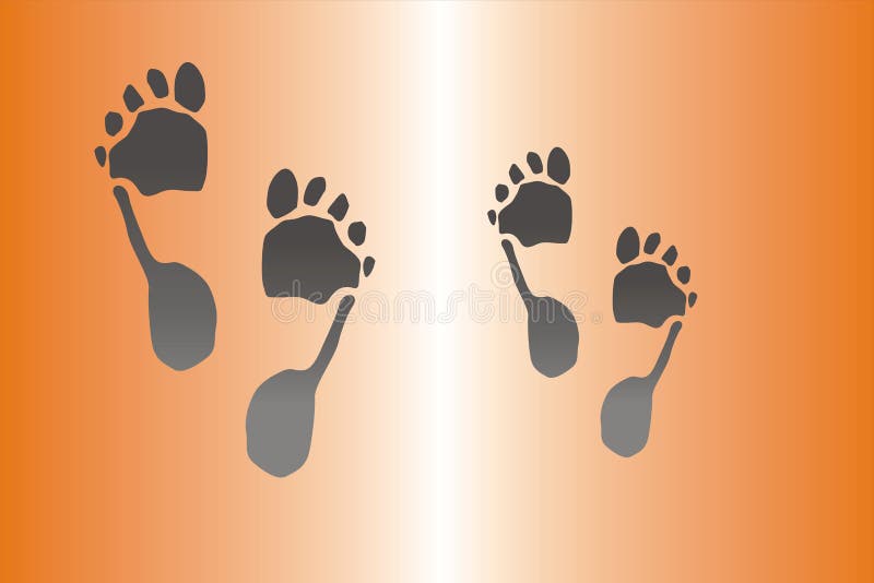 Fore foots going in one direction, orange background, landscape format. Fore foots going in one direction, orange background, landscape format
