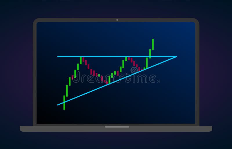 Descending bearish triangle breakouts flat icon. Vector stock and cryptocurrency exchange graph forex analytics and trading market royalty free illustration