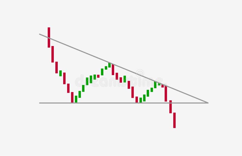Descending triangle bearish breakouts flat icon. Vector stock and cryptocurrency exchange graph, forex analytics and trading chart vector illustration