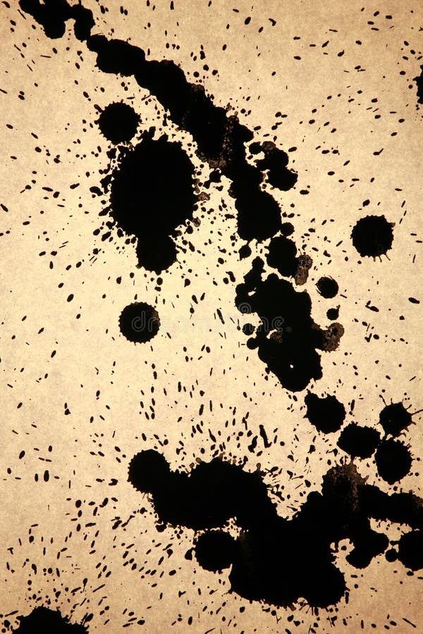 Descensos negros de la tinta en el papel viejo fotografía de archivo libre de regalías Descensos negros de la tinta en el papel viejo fotografía de archivo libre de regalías