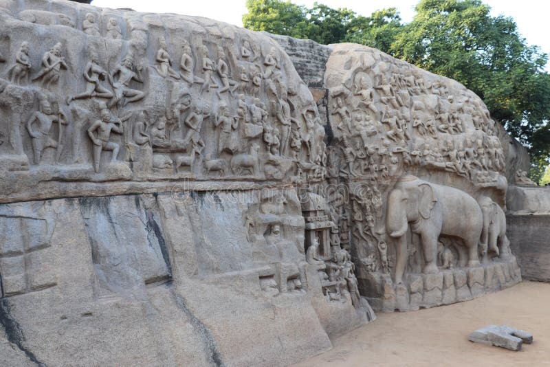 Descent of the Ganges and and Arjuna`s Penance at Mahabalipuram in Tamil Nadu, India