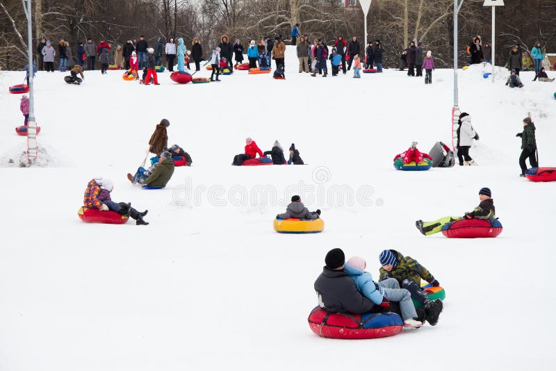 Descent from a Hill on the Tubing Editorial Stock Image Image of park