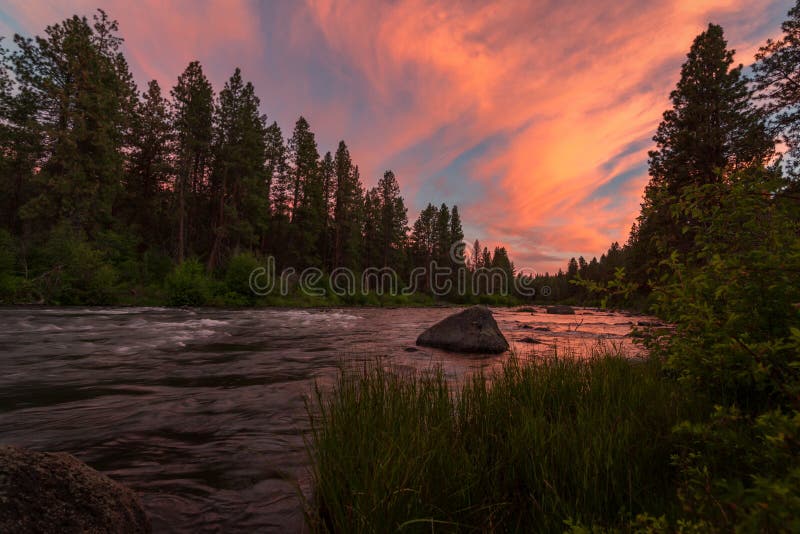 Deschutes River at Sunset stock images Deschutes River at Sunset stock images