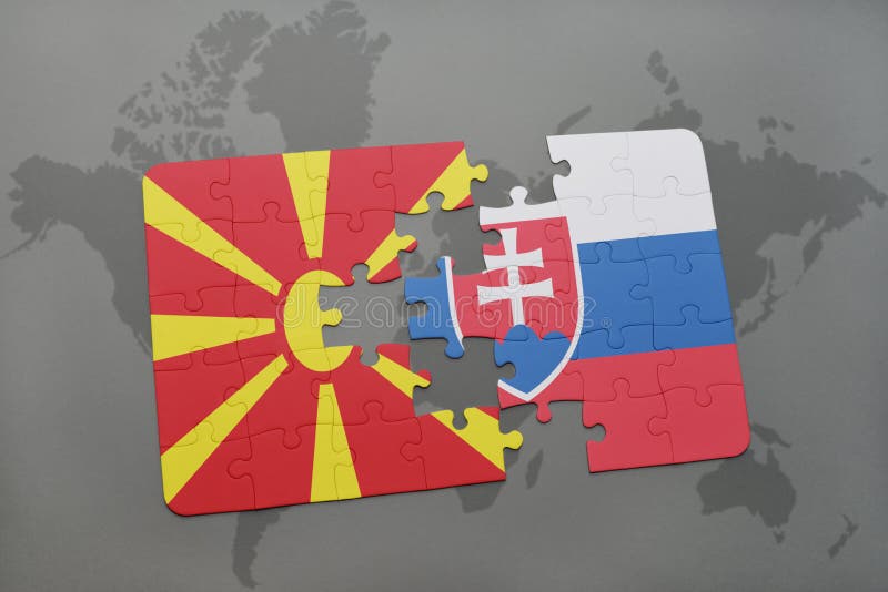 Download Desconcierte Con La Bandera Nacional De Macedonia Y De Eslovaquia En Un Fondo Del Mapa Del Mundo Stock de ilustración - Ilustración de contacto, correspondencia: 100527243