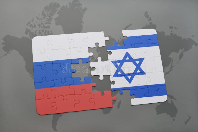 desconcierte con la bandera nacional de Rusia y de Israel en un fondo del mapa del mundo libre illustration desconcierte con la bandera nacional de Rusia y de Israel en un fondo del mapa del mundo libre illustration