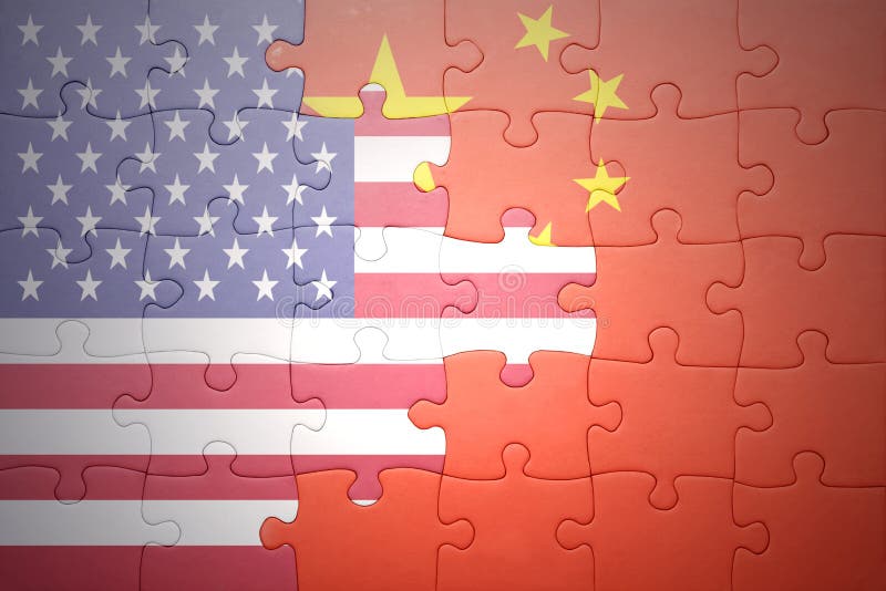 Desconcierte con las banderas nacionales de los Estados Unidos de América y de China ilustración del vector Desconcierte con las banderas nacionales de los Estados Unidos de América y de China ilustración del vector