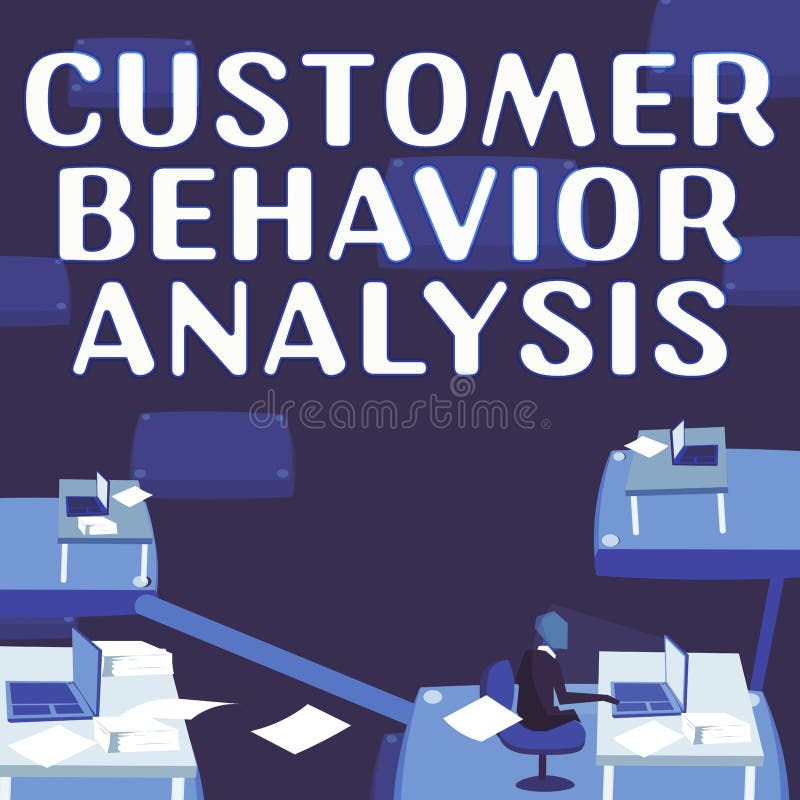 Descripción conceptual análisis de comportamiento del cliente. comportamiento de compra de productos por parte de empresas que uti ilustración del vector