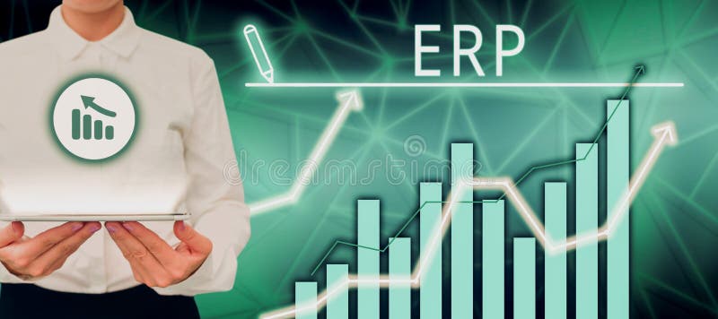 Descripción conceptual erp. enfoque empresarial base de datos centralizada de planificación de los recursos institucionales para p imágenes de archivo libres de regalías