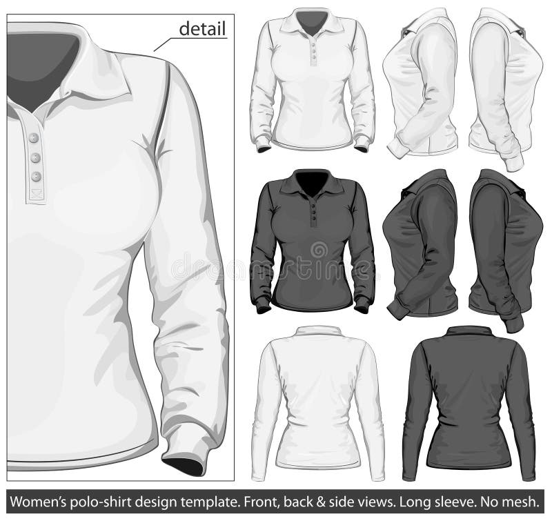 Descripteur de conception de la polo-chemise des femmes. Longue chemise illustration libre de droits Descripteur de conception de la polo-chemise des femmes. Longue chemise illustration libre de droits