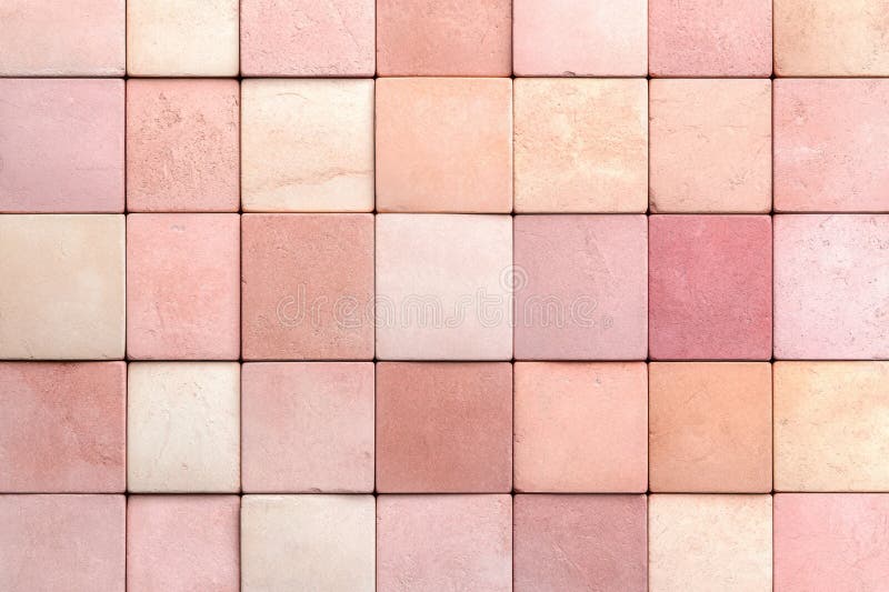 Peach Fuzz Colored Square Brick Tiles Wall Texture Wide Background Seamless Pattern vector illustration