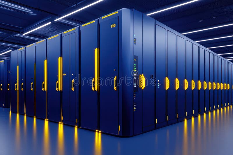 Futuristic Residents with Supercomputer Skills Utilizing AI for Enhanced Productivity stock illustration