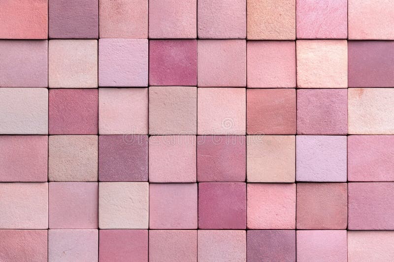 Peach Fuzz Colored Square Brick Tiles Wall Texture Wide Background Seamless Pattern stock illustration