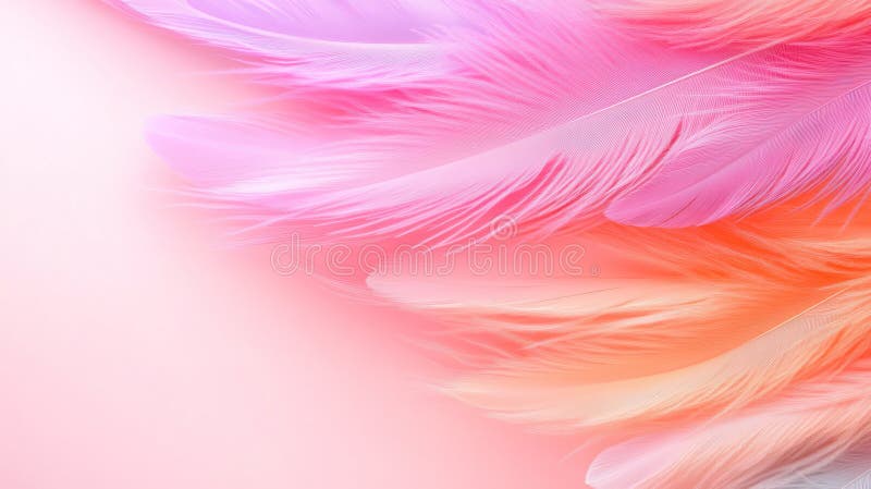 Peach Fuzz Colored Feathers and Fluffy Fur Abstract Texture Background Banner vector illustration