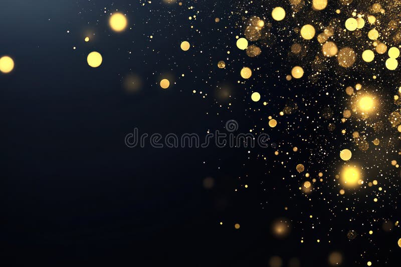 Shimmering Golden Glitter Background with Sparkling Fireworks in the Night Sky stock illustration