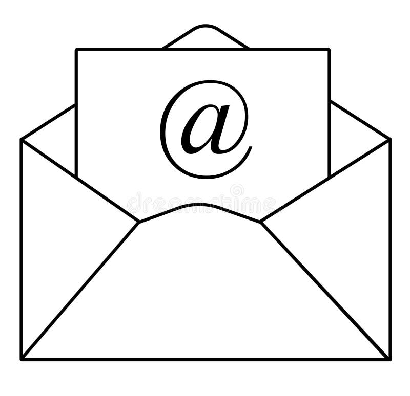 Descriva l'icona del email nello stile piano d'avanguardia su fondo bianco out royalty illustrazione gratis Descriva l'icona del email nello stile piano d'avanguardia su fondo bianco out royalty illustrazione gratis