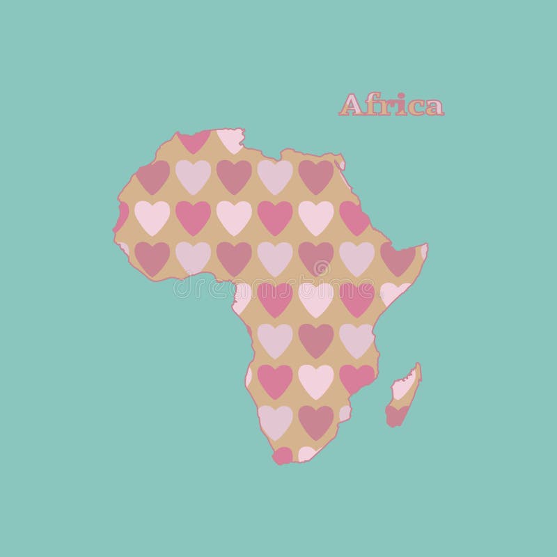 Descriva la mappa dell'Africa con una struttura di cuore rosa e rosso Isolante illustrazione di stock Descriva la mappa dell'Africa con una struttura di cuore rosa e rosso Isolante illustrazione di stock