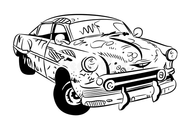 Desen animat al unui desen animat cu mașină defalcată vector illustration