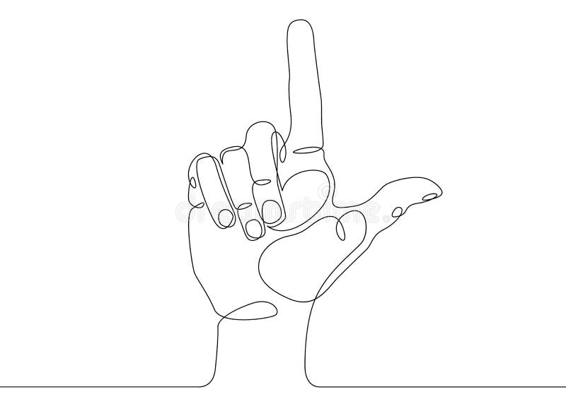 Desen cu linie continuă cu degetul arătător în direcție vector illustration