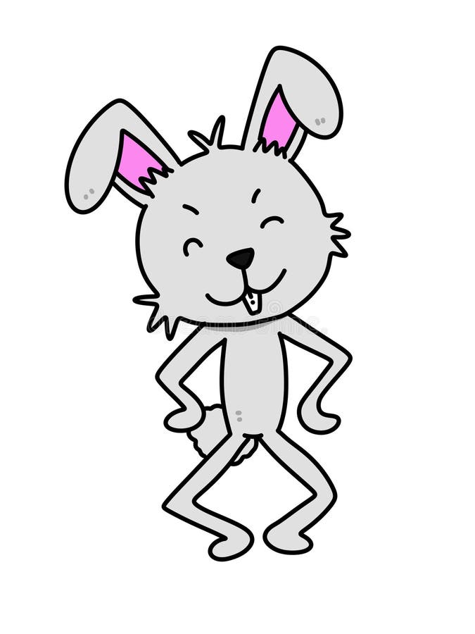 Desen în linie al unui iepure de desen pe fundal alb royalty free illustration