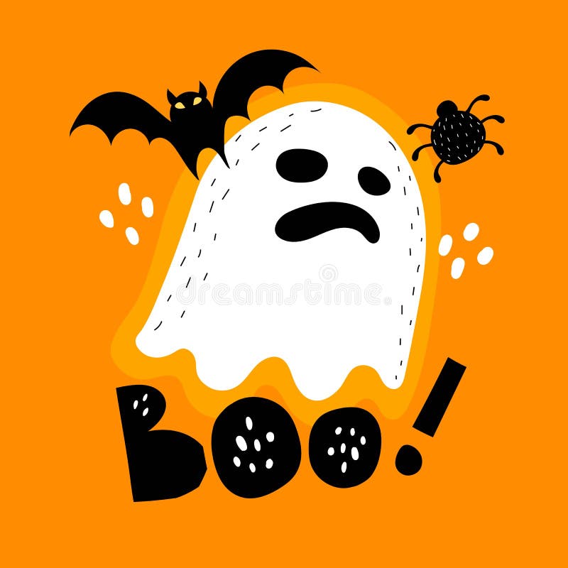 Elementos de desenho animado de halloween e letras boo