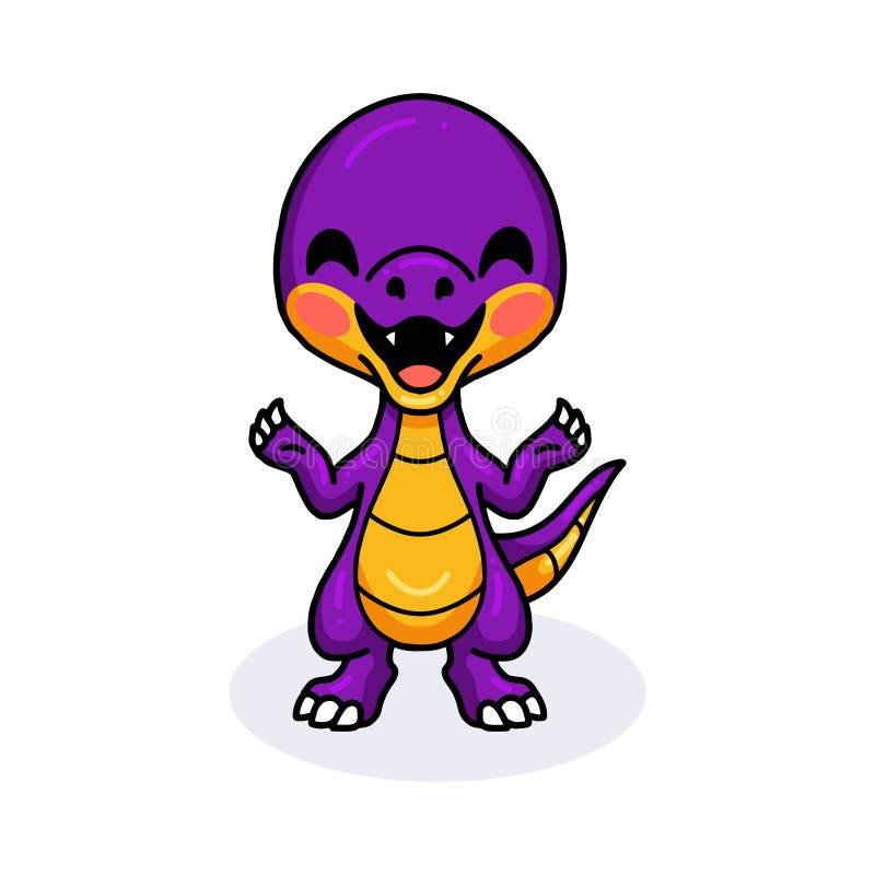 Desenho Animado De Dinossauro Roxo Giro Ilustração do Vetor - Ilustração de  mascote, monstro: 229289206