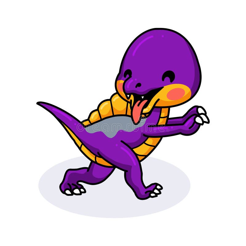 Desenho de dinossauro roxo fofo em pé