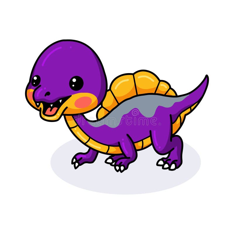 Desenho de dinossauro roxo fofo em pé